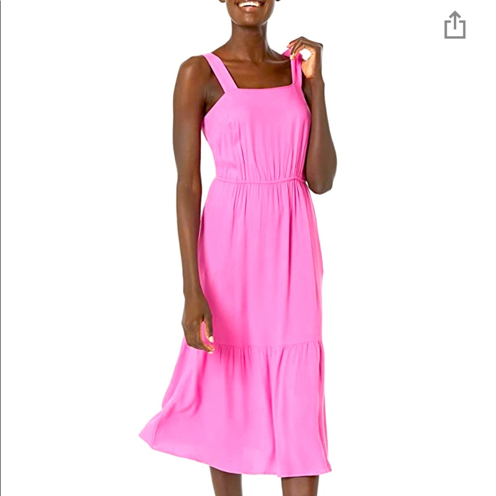 Amazon Essentials Women's Fluid Twill Tiered Midi Summer Dress